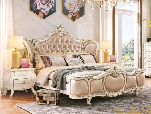 klassische Möbel Schlafzimmer Set Bett 2x Nachttische Kommode Luxus Set 4tlg