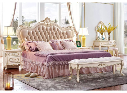 Schlafzimmer Set klassisch Möbel Design Massivholz Luxus weiß Farben 6 tlg.