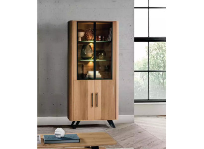 Vitrine Möbel Wohnzimmer Schrank beige Glasvitrine Schränke Neu
