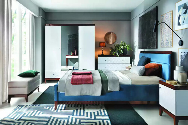 Bett Schlafzimmer Luxus möbel in blauer Farbe Neuheit für Ihre Innenräume