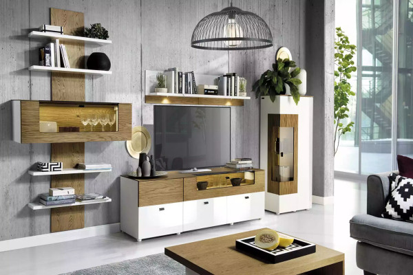 Design Wandschrank Regal Wand Regale Wohnzimmer TV-Ständer Holz