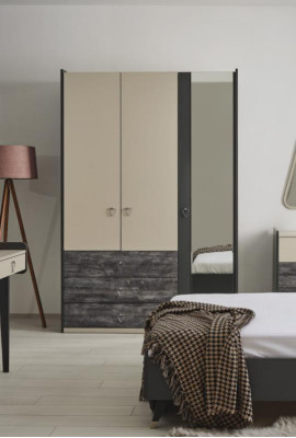 Kleiderschrank Schrank Mehrzweck Kleiderschrank Grau Material Holz Schränke