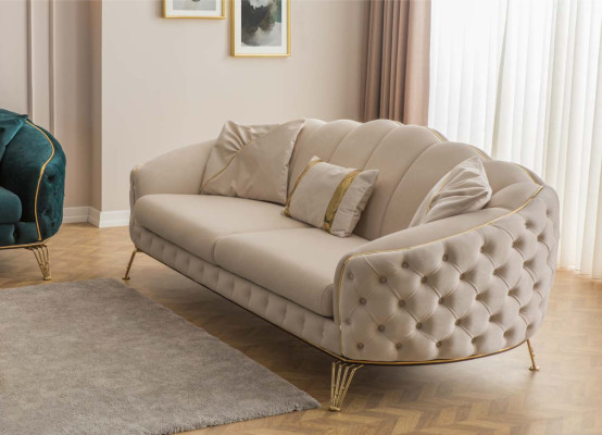 Wohnzimmer Komplett 3tlg Modern Dreisitzer Sofa Couch Luxus 2x Sessel