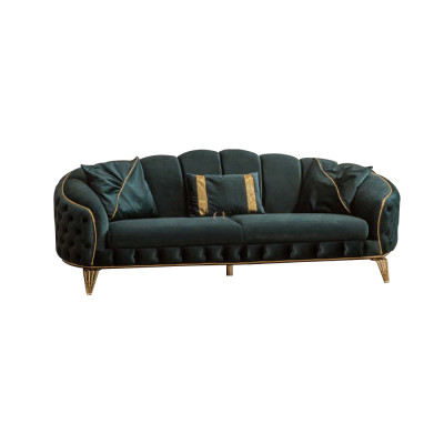 Modern Chesterfield Grün Sofa 3 Sitz Couchen Dreisitzer Neu Textil Metall