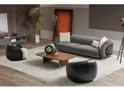 Moderner Grau Sofagarnitur set 3 Sitzer Sofas 2x Sessel Wohnzimmer set