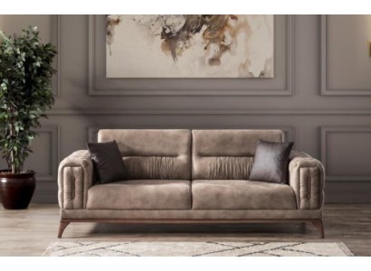 Grauer Polster Dreisitzer Luxuriöser Chesterfield Wohnzimmer 3-Sitzer