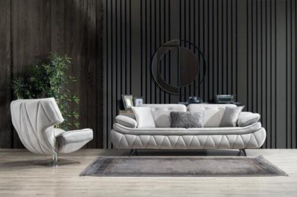 Wohnzimmer-Set 2tlg. 3-Sitzer Sofa mit Sessel Modern Design Stoffsofas
