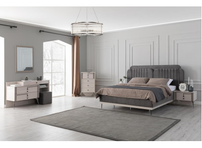 Schlafzimmer Komplette Garnitur Bett 2x Nachttische Möbel Luxus 7tlg