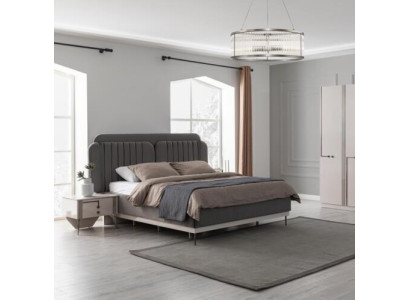 Graues Doppelbett Moderne Schlafzimmer Möbel Luxus Betten Holzgestell