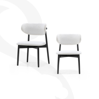 Esszimmer Sitzstühle Weiß-Schwarze Stuhgarnitur Designer Lehnstühle