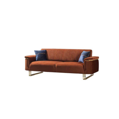 Blau-Oranges Wohnzimmer Sofa-Set Designer Stoffsofas Moderne Möbel 2tlg