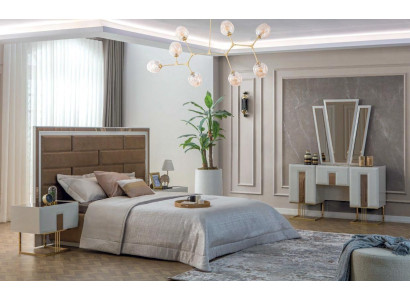 Designer Schlafzimmer Möbel Doppelbett 2x Nachttische Luxus Schminktisch