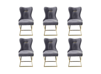 Stilvoll Esszimmer 6x Stühle Luxus Sessel Stuhl grau Sessel Wohnzimmer Möbel neu