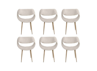 Luxus Stühle 6x gepolstert Moderne Weiß Stuhl Stuhl Esszimmer Wohnzimmer neu