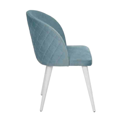 Luxus Esszimmer Holz 6x Stühle blau armlos neues Design gepolsterter Stuhl