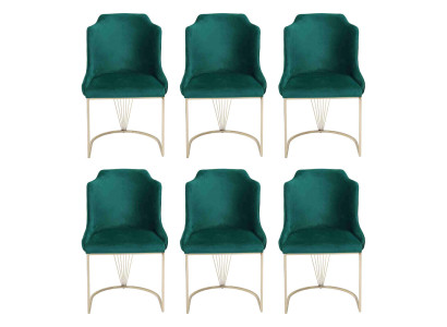 Luxus Designer Grüner Esszimmerstuhl 6x Stühle Einsitzer Moderne Esszimmer