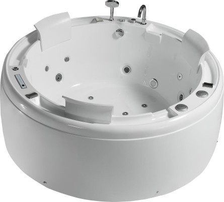 Luxus Whirlpool Badewanne Runde Wanne Licht Wasserfall LED-Beleuchtung 