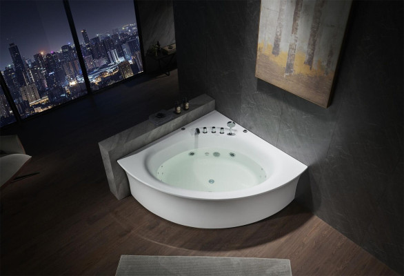 Eckwanne Badewanne Eckbadewanne Whirlpool Ergonomisch Wasserfall LED