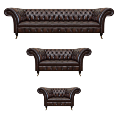 Chesterfield Leder Braun Wohnzimmer Polstermöbel Sofas Set Luxus Einrichtung