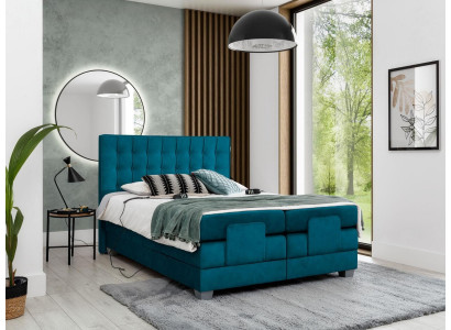Schlafzimmer Bett Polsterbett Modern Blau Doppelbett Design Textil Luxus