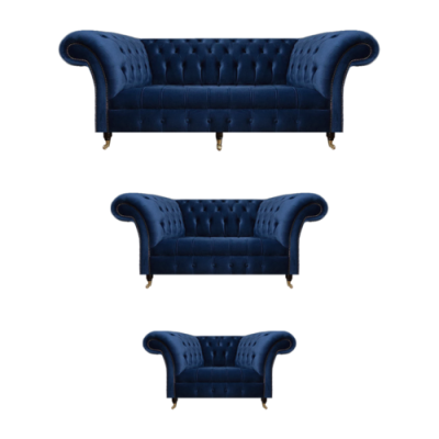 Wohnzimmer 3tlg Luxus Komplett Sofas Chesterfield Textil Einrichtung Sessel