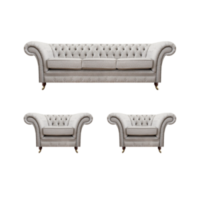 Luxus Einrichtung Neu Sofagarnitur Wohnzimmer Set 3tlg Grau Chesterfield