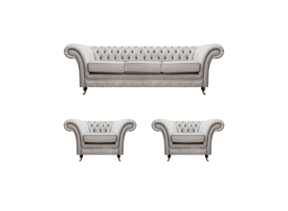 Luxus Einrichtung Neu Sofagarnitur Wohnzimmer Set 3tlg Grau Chesterfield