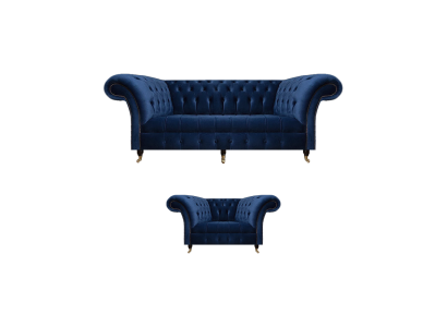 Komplett Set Sofa Dreisitzer Luxus Sessel Einrichtung Wohnzimmer Chesterfield