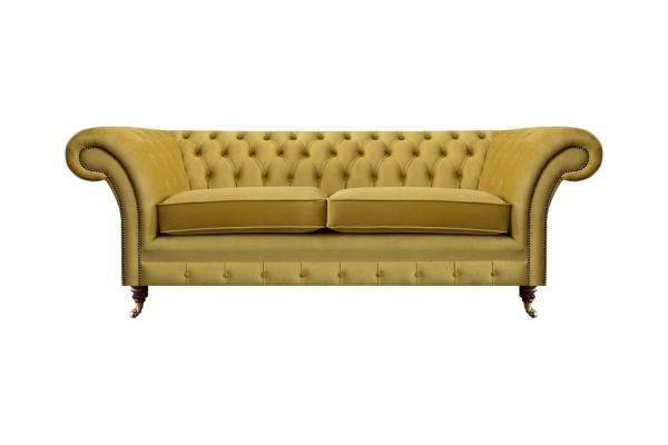 Sofa Couch Zweisitzer Luxus Einrichtung Gelb Chesterfield Wohnzimmer