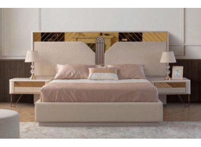 Stilvolles Schlafzimmer Set Doppelbett Holz Nachttische Designer Möbel