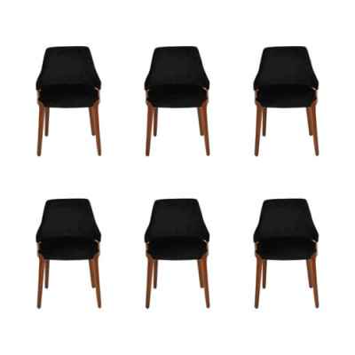 Modern Schwarz 6x Stühle Luxus Holz Möbel Stühle Design Einrichtung Neu