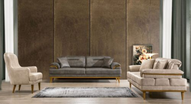 Designer Wohnzimmer Couch-Set Luxus Sofagarnitur 3+3+1 Sitzer 3tlg Set
