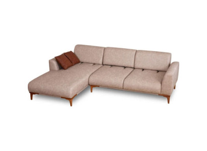 Beiges L-Form Ecksofa Wohnzimmer Designer Couch Luxuriöse Sitzmöbel Neu