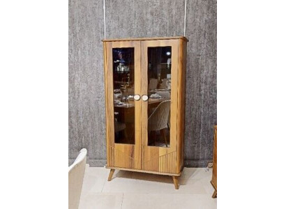 Robuste Holzvitrine Designer 2-Türige Glasvitrine Glasschrank Edle Möbel
