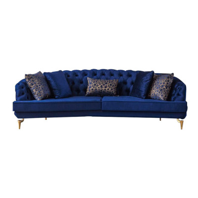 Blaue Wohnzimmer Chesterfield Sofagarnitur Luxus Polstersofas 4x Sitzer