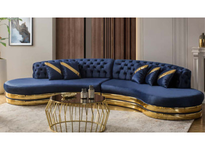 Exklusiver Chesterfield 4-Sitzer Halbrundes Sofa Designer Polster Couch