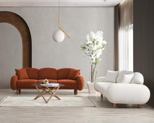 Moderne Polstersofa Garnitur Wohnzimmer Dreisitzer Weißer 3-Sitzer 2tlg