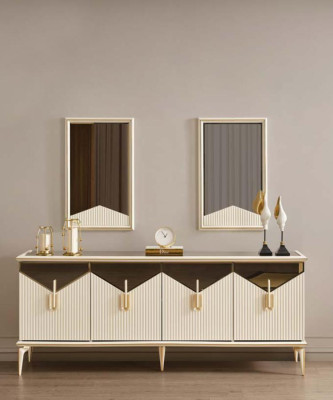 Komplette Esszimmer Esstisch 2tlg Anrichte Esszimmertisch Gold Holz