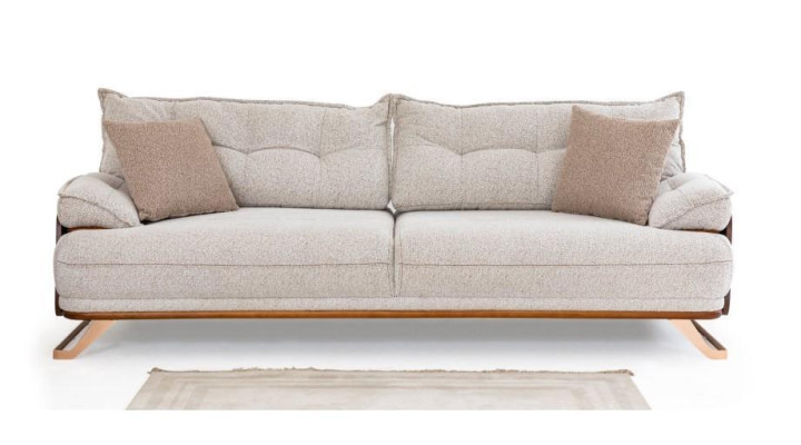 Sofagarnitur Dreisitzer Sessel Couch Polstersofa Stoffsofa Beige 3tlg