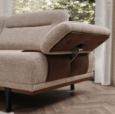 Sofagarnitur Stoffsofa Dreisitzer Sessel Couch Beige 2tlg Polstersofa