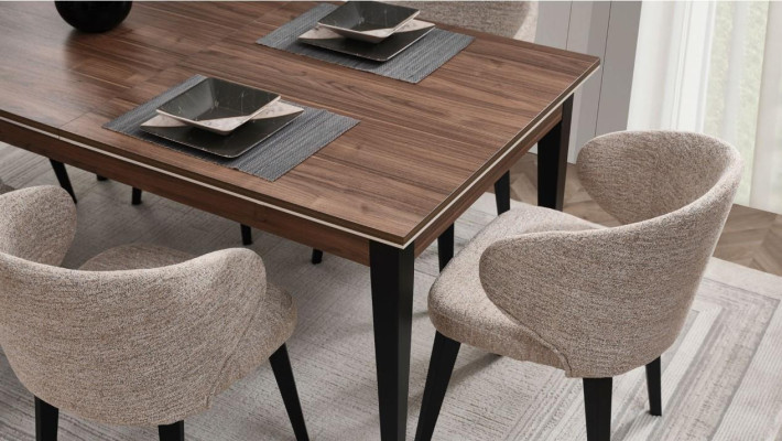 Essgruppe Holz Essecke Esszimmer Esstisch Stühle Set 7tlg Braun Tisch