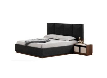 Doppelbett Garnitur Bett Nachttische Grau 3tlg Holz Schlafzimmer Set