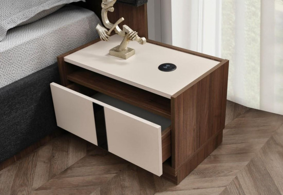 Doppelbett Garnitur Bett Nachttische Grau 3tlg Holz Schlafzimmer Set