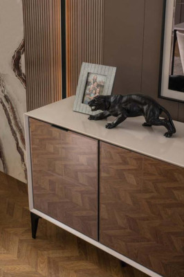 Garnitur Esstisch 2tlg Anrichte Esszimmertisch Holz Weiß Kommode