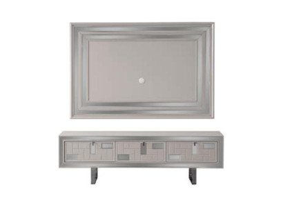 Wohnwand Sideboard TV Ständer Wandpanel Weiß RTV Lowboard Moderne