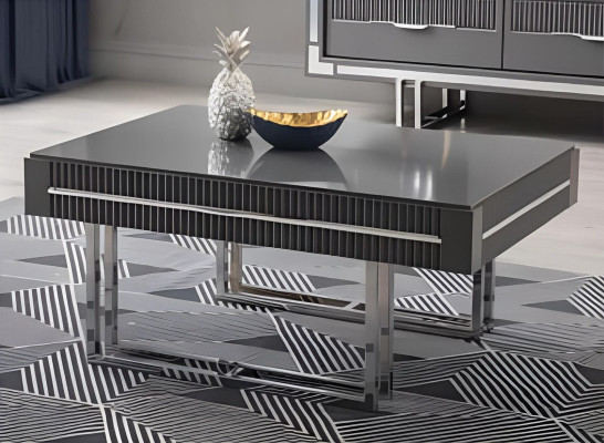 Wohnwand TV Ständer Schranke Couchtisch RTV Lowboard Grau Set 3tlg