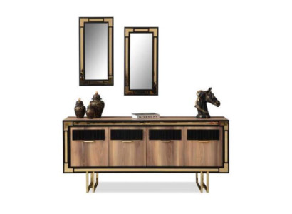 Holzschrank Anrichte Sideboard Braun Schrank Kommode Holz Esszimmer