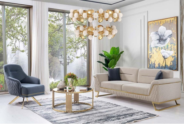 Wohnzimmer 3-Sitzer Designer Sessel Luxuriöse Polster Textil Garnitur