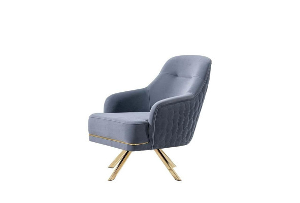 Blaue Wohnzimmer Sitzgarnitur Designer Ecksofa Luxus Moderner Sessel