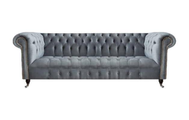 Chesterfield Sofa Dreisitzer Wohnzimmer Couch Möbel Grau Textil Neu